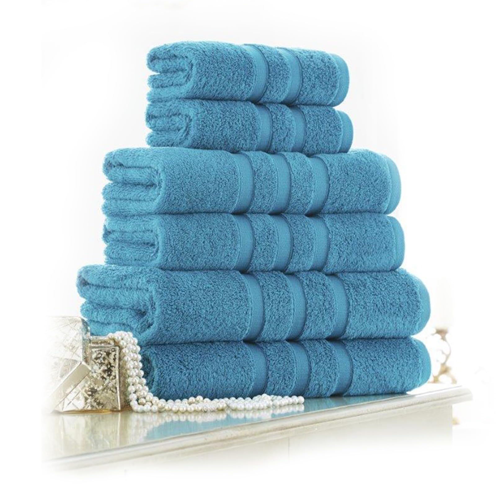 FAIRWAYUK 4 Pack Hand Towels for Bathroom - Ultra Soft 100% Egyptian Cotton, Highly Absorbent 550 GSM, Extra Large Thick Hand Towels, 50x80cm, Hotel & Spa Quality Towels, Turquoise