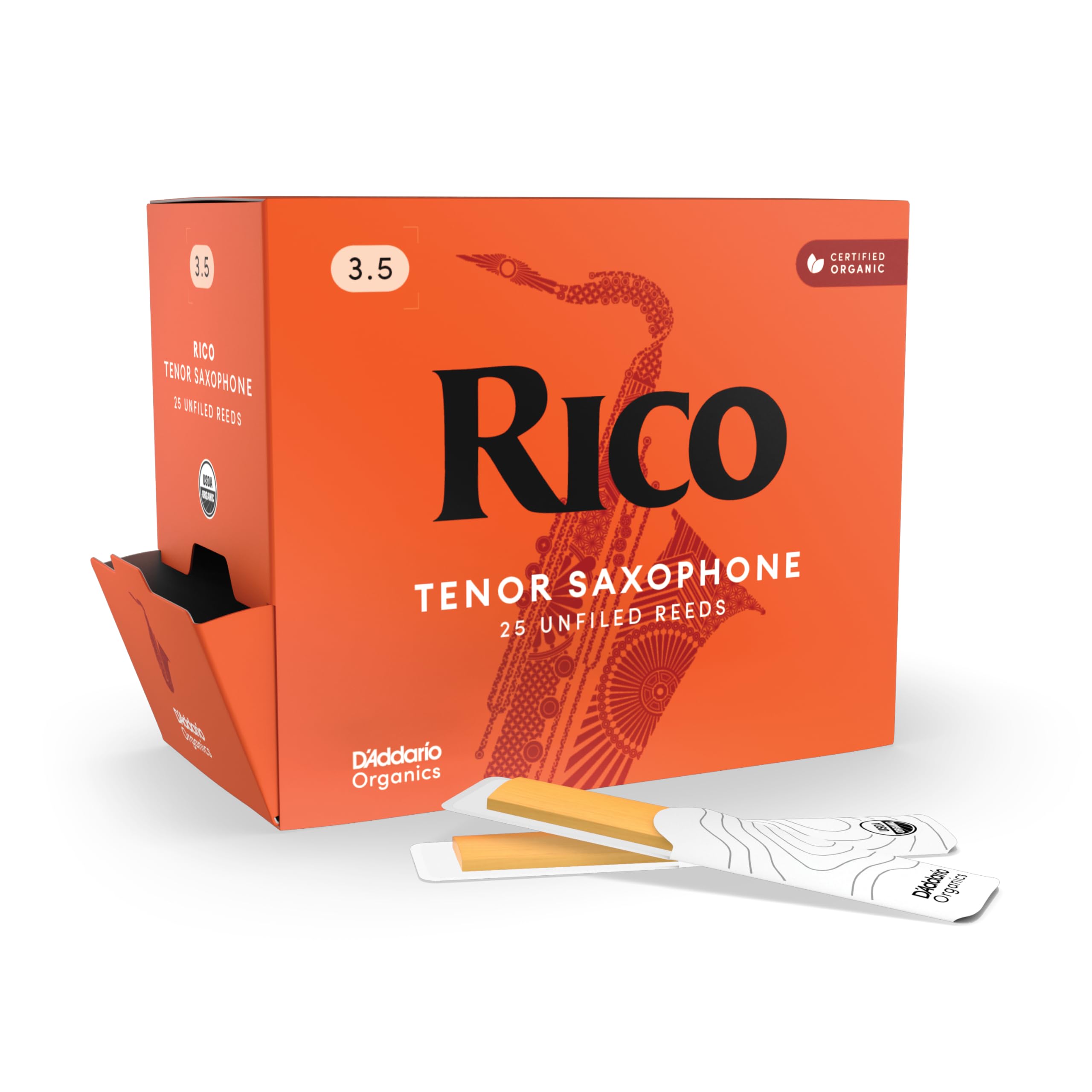 Rico Organic Ance per Sassofono Tenore Forza 3.5, Confezione da 25