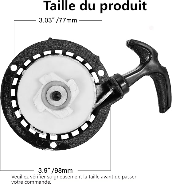 Démarreur à rappel en alliage d'aluminium pour 40/44-6 2 temps 47cc 49cc Mini Moto Chopper ATV Quad, Démarreur Nylon Mini Easy Pull avec Vis Noir - 2