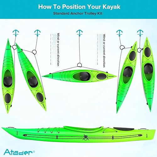 Miniatura 3 de Kit de carro de anclaje para kayak, sistema de carro de anclaje para canoa de kayak