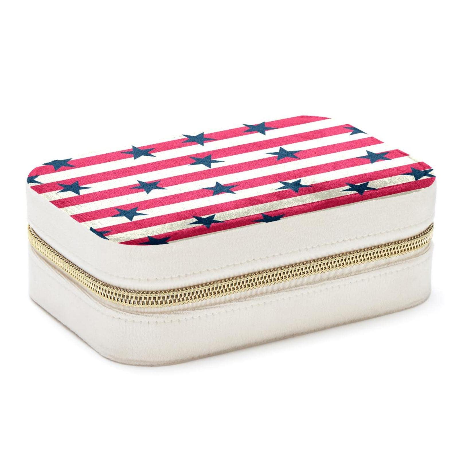 Mini boîte à bijoux de voyage à rayures pour week-end et vacances