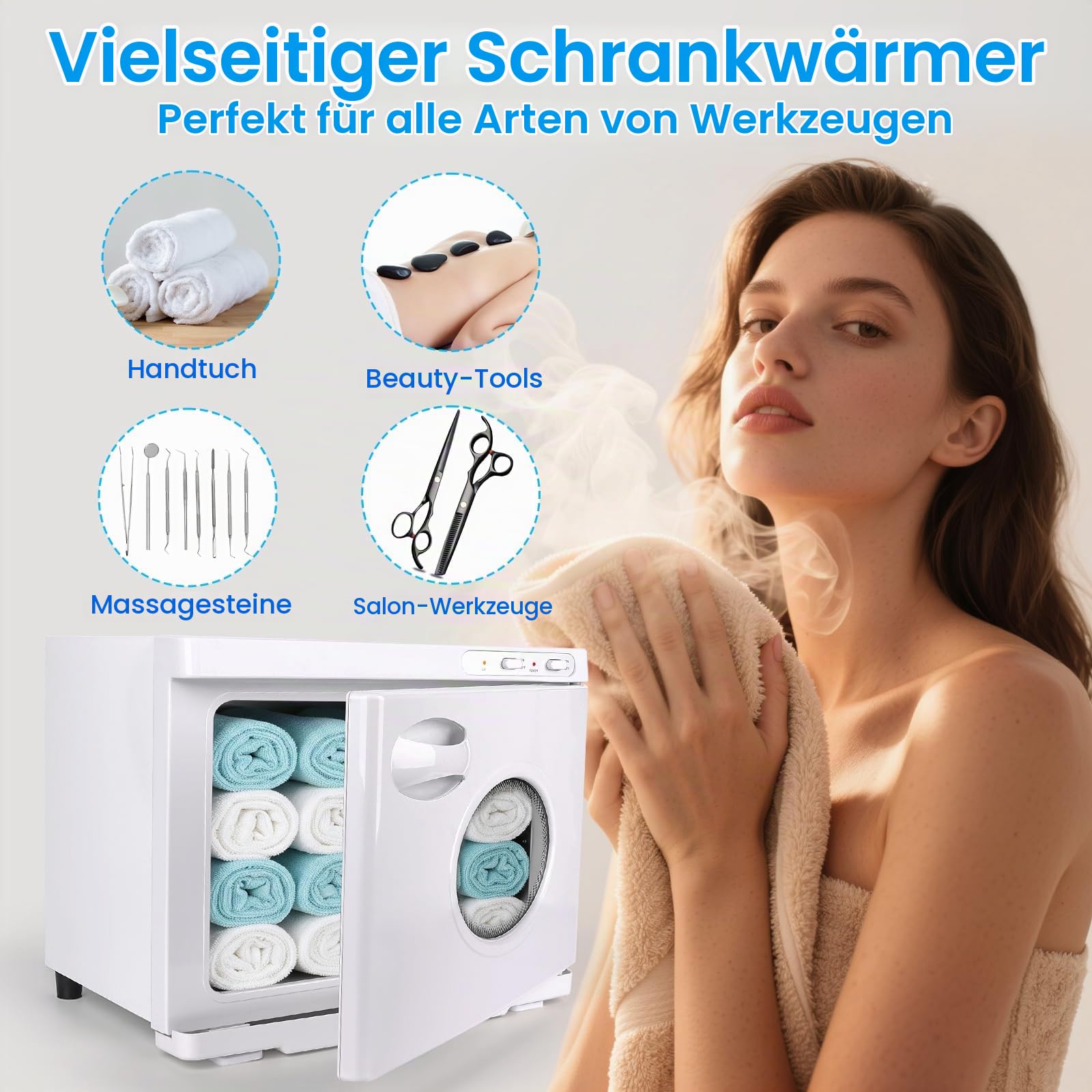 TopDirect 23L Handtuchwärmer Kosmetik, Hot Towel Warmer mit Sichtfenster | mit UV-Sterilisation, Großes Handtuch Wärmegerät für Spa, Kosmetikstudio & Friseur