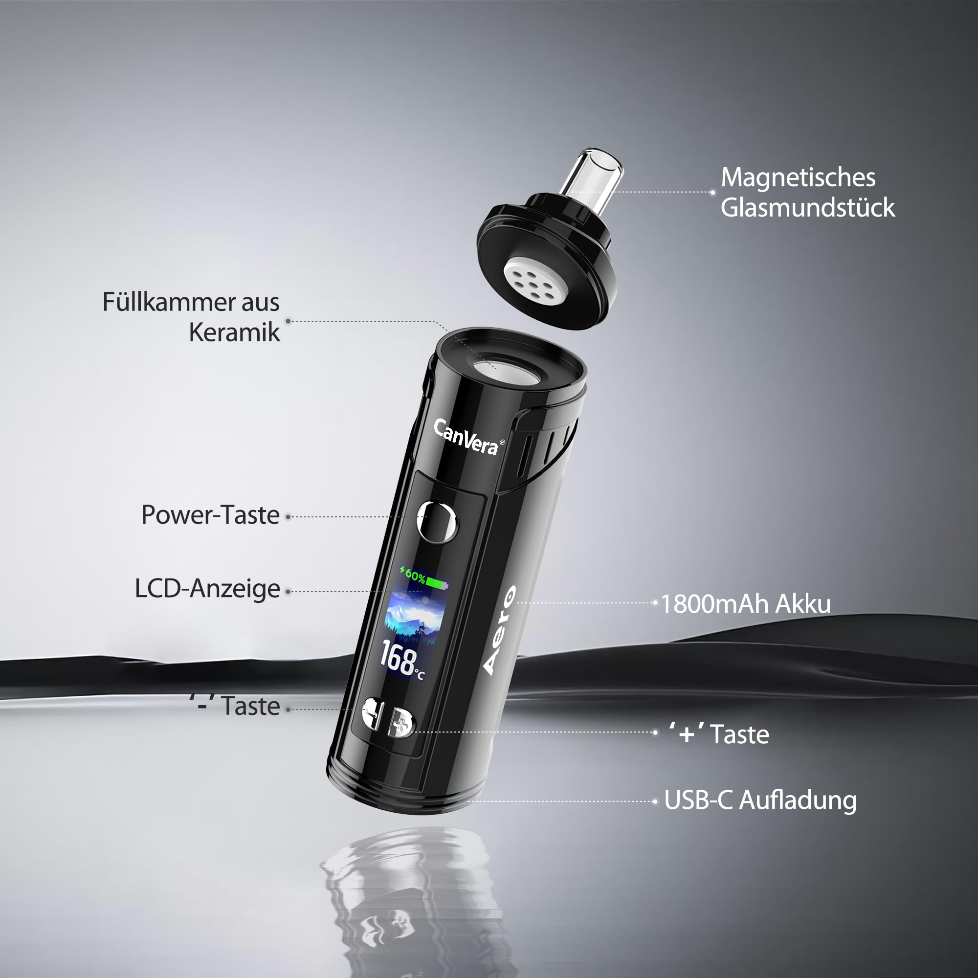 Vaporizer Kräuter | Duales Heizsystem | Haptischen Feedbacks | Präziser Temperatureinstellung | Keramik Kammer | LCD Farb Display | Timer
