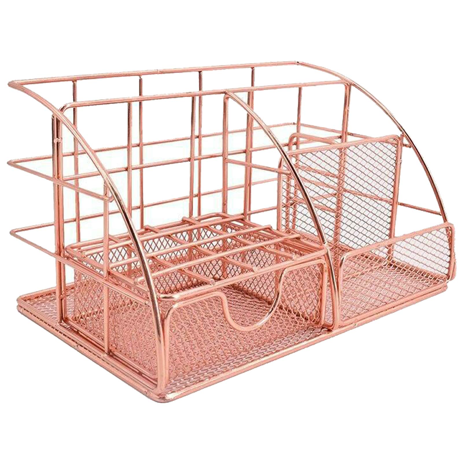 Aileese Mesh Desk Office Organizer,Multifunction Round Pen Holder with Drawer Stationery Storage Desktop Black — image 1