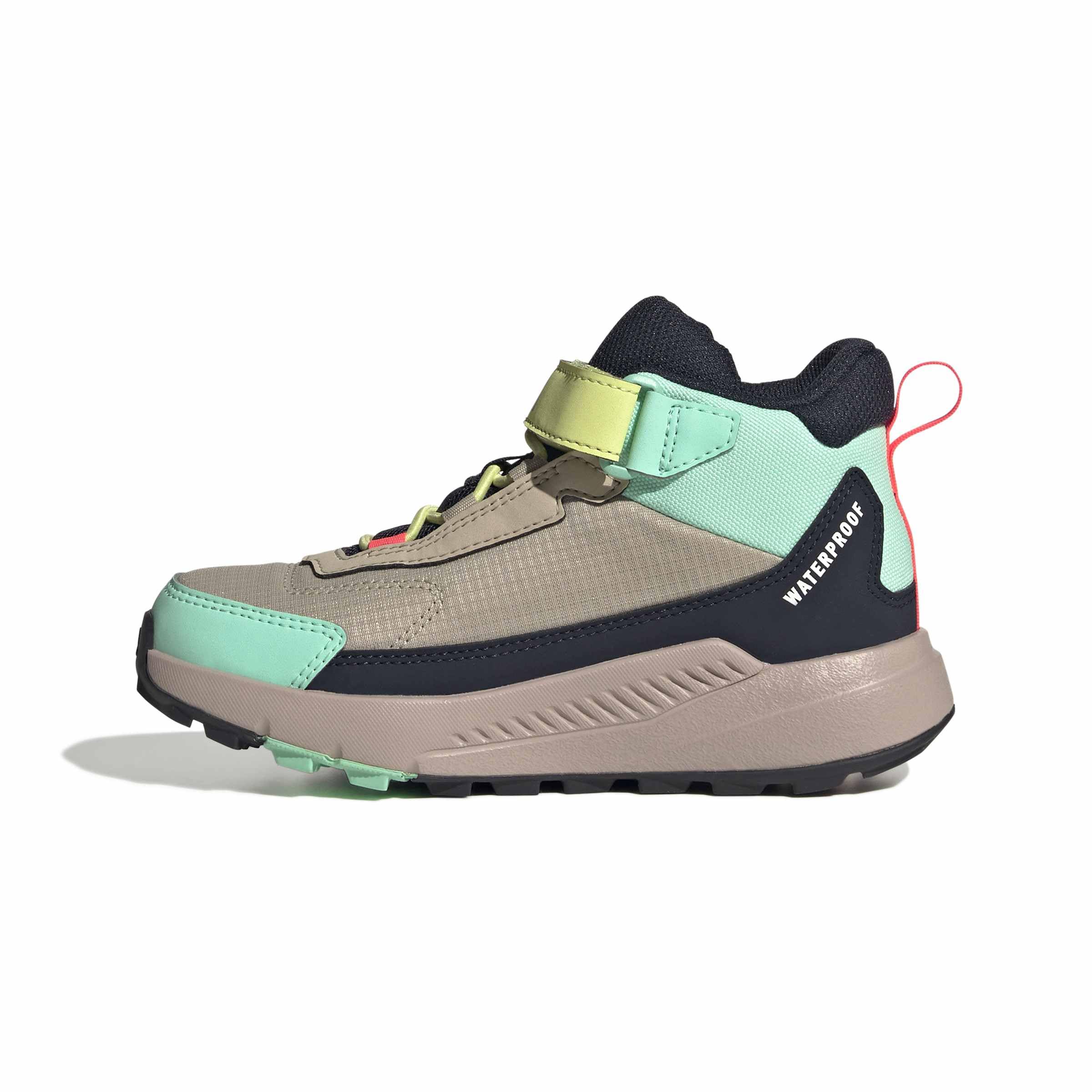 adidas Uniseks - dzieci Terrex Anylander Mid Climaproof Children Hiking Shoes, Khaki Three/wonder white/legend ink, 29 EU