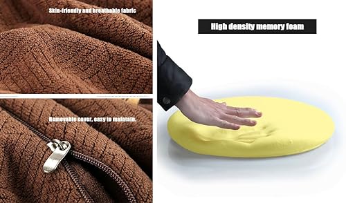 Miniatura 3 de Sigmat Cojín de asiento de espuma viscoelástica antideslizante suave cojín redondo para silla de 16 pulgadas, color gris