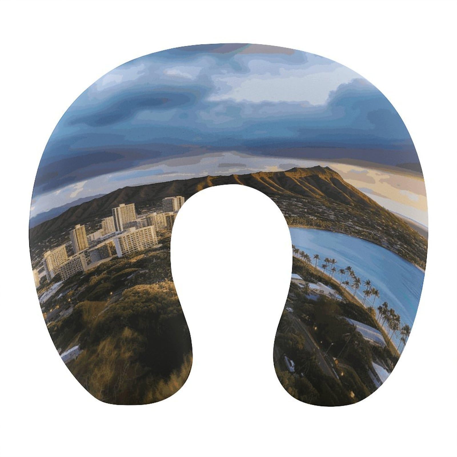 Btcowzrv Style Diamond Head Hawaii U Shaped Neck Pillow Travel Pillows