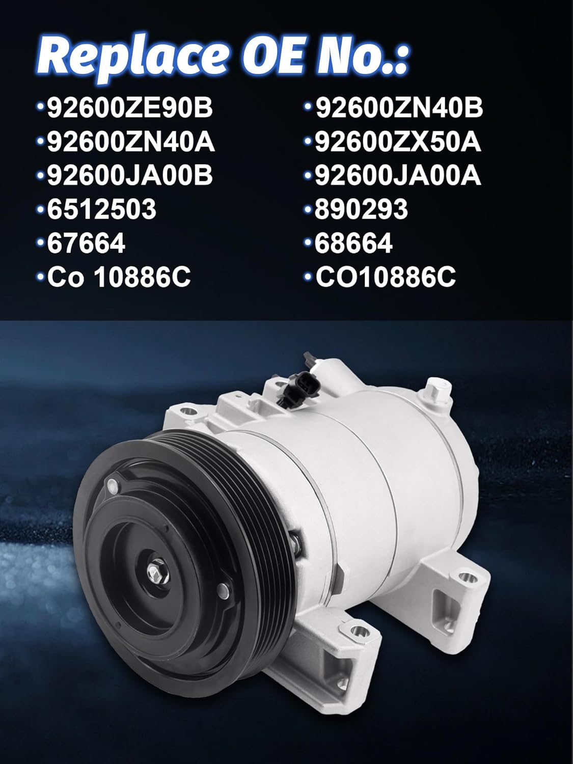 Air Conditioner A/C Compressor Compatible Clutch Compatible With Altima 2007-2012, Sentra 2007-2012 L4 2.5L，AC Compressor for Car CO 10886C 92600JA00A