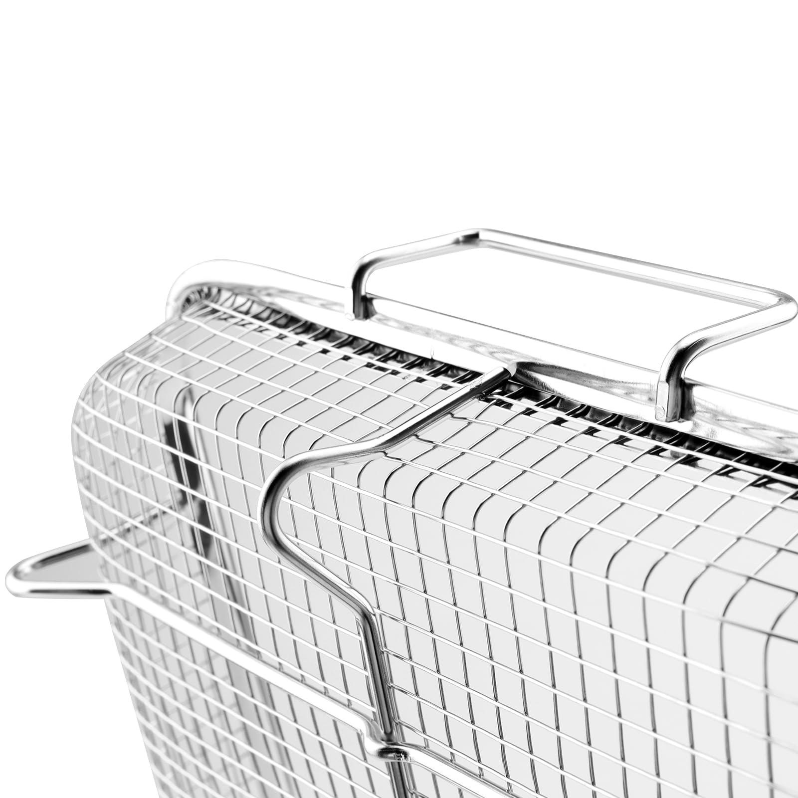 Grillgitter, Grillkorb Backkorb, Edelstahl Grillblech Backkorb, BBQ Crisper Korb, Gitter, Grillkorb Mesh mit Griff, 30 x 22 x 5cm, Zum Braten, Waschen von Gemüse, Obst