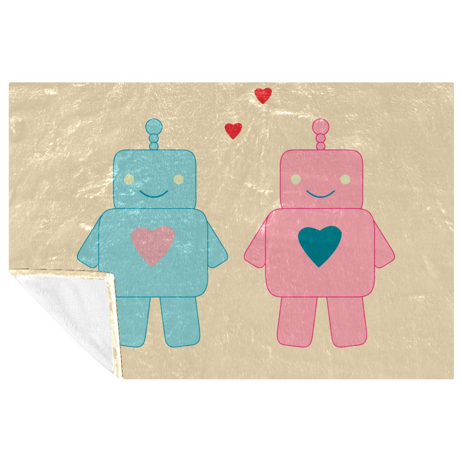 Plaid vintage imprimé robots couverture canapé lit pique-nique plage