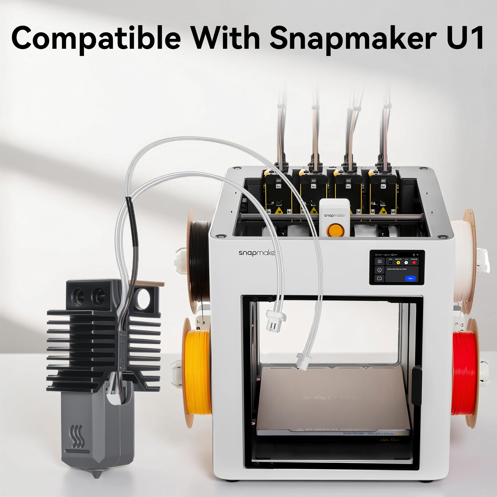 4 sztuki U1 Hotend 0,4 mm dysza ze stali hartowanej, kompatybilna z drukarką 3D Snapmaker U1, Hotend z ceramicznym ekstruderem do szybkiego nagrzewania, zestaw zamienny ze szczotką do dyszy