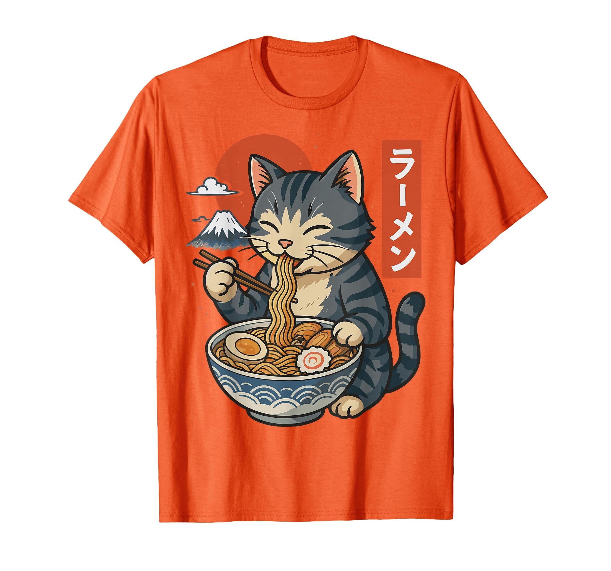 Anime Cat Eating Ramen Retro Kawaii Ramen Cat T-Shirt