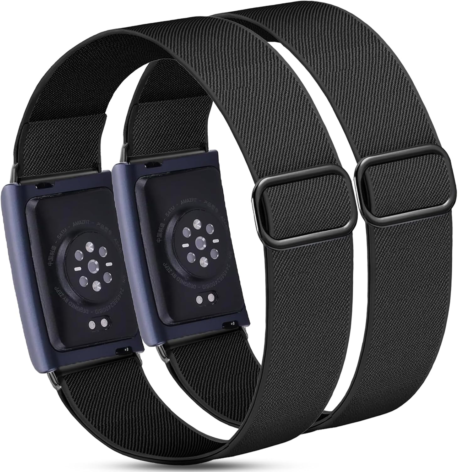 Pack of 2 Wristbands for Amazfit Helio Strap Fitness Tracker, 22 mm Nylon Bicep Band Replacement Strap, Sport Loop Compatible with Zepp Amazfit Helio Strap & Other 22 mm Smartwatches