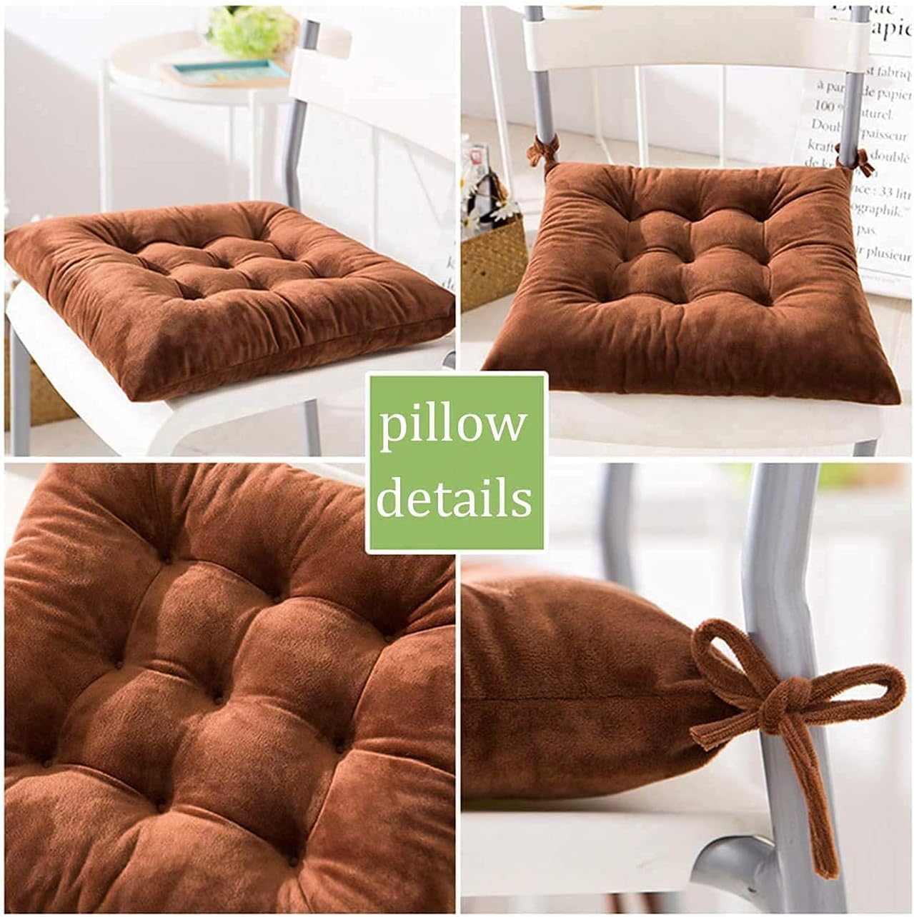 Outdoor Garden Chair Cushions Set of 2,Patio Chair Cushions for Outdoor Furniture,Outside Lawn Seat Cushions Indoor Round/Square Chair Seat Pads Pillows Replacement for Kitchen Dining(A4/Square)