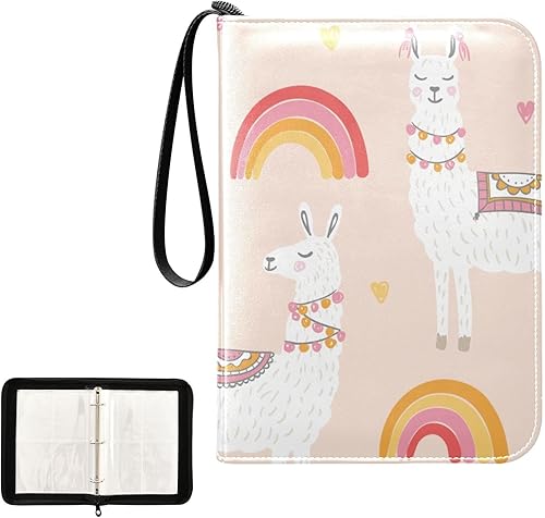 Miniatura 1 de 4 Pockets Trading Card Album Holder Book Folder Sports Card Binder Lamas Rainbows 400 Double Side Pockets for 3 Ring Binder Zipper