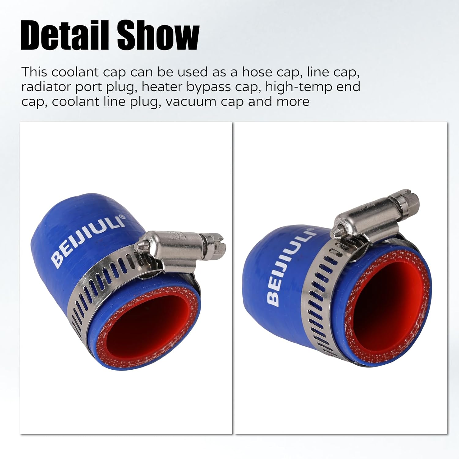 4-Ply Reinforced Silicone Hose Cap with Clamp,1-1/16"(27mm) ID Hose End Plug for Turbo Bypass Valve,Vacuum,Fix Leak,Throttle Body Port,Heater Core Plug,Coolant Heater Bypass Vacuum Water Port