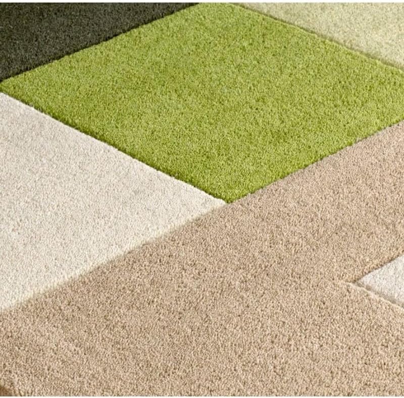 Hand-Tufted Premium Wool Modern Block Pattern Area Rug – Soft, Durable & Elegant Floor Carpet for Living Room, Bedroom, Dining Room Decor 9 x 12 Ft Green