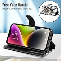 Vista 4 de Funda tipo cartera para iPhone 14, funda desmontable con tapa y bloqueo RFID, 4 ranuras para tarjetas, soporte de piel sintética de alta calidad