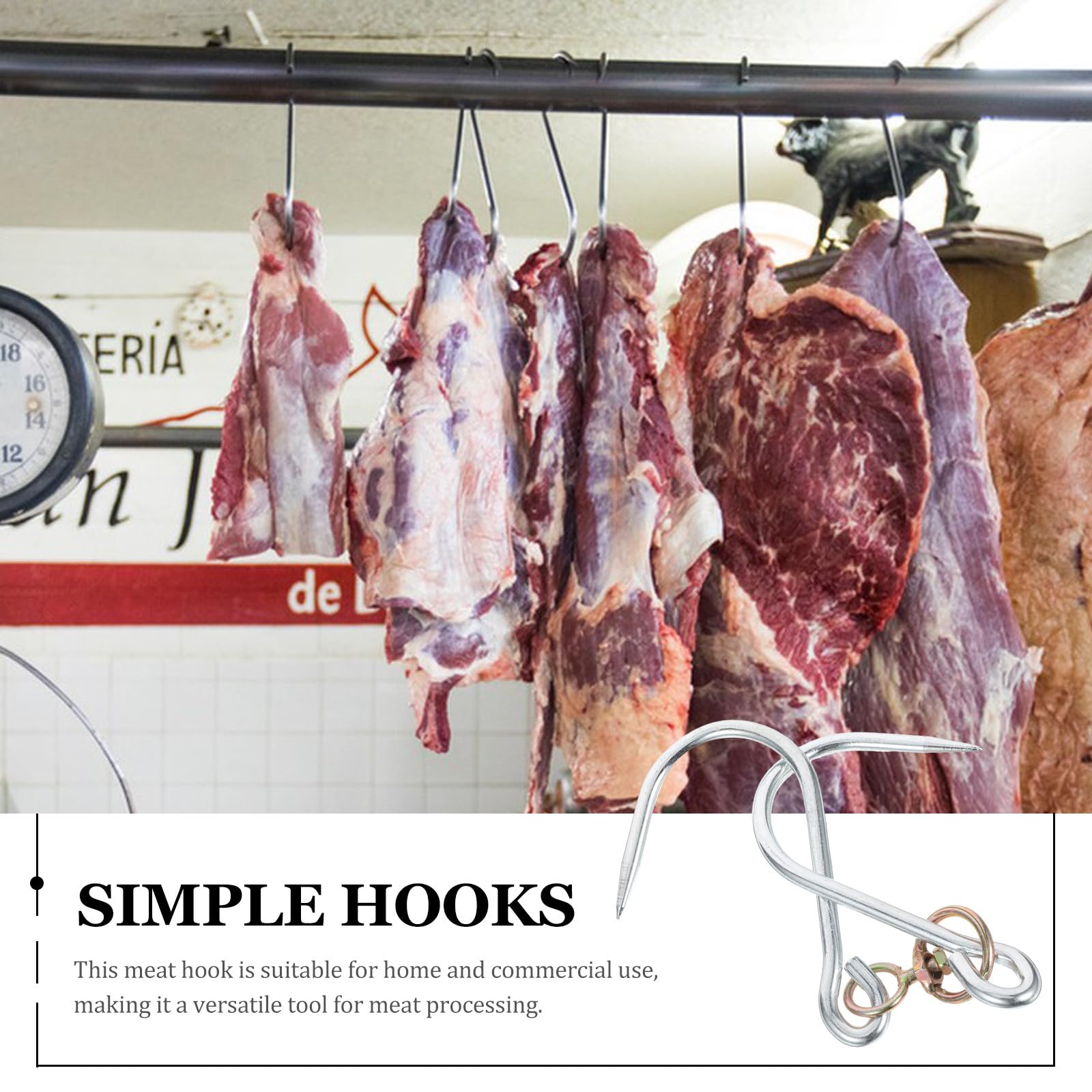 Zerodeko 6 Ganchos Metálicos para Colgar Carne en Forma de S, Forjados Acero Resistente 15 Kg, Gancho para Salchichas y Aves, Juego de 6 Piezas para Parrilla y Procesamiento de Carne