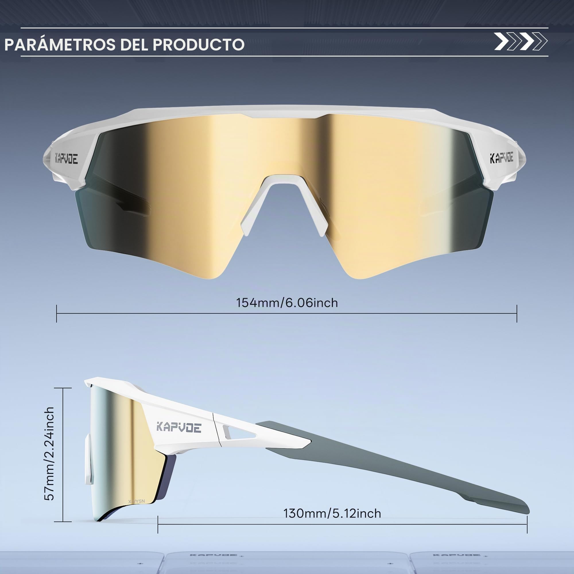 KAPVOE Gafas de Ciclismo 2 Lentes X-VYSN UV400 Hombre Mujer K198 | 2 lentes intercambiables, alto contraste X-VYSN, UV400, patillas flexibles con núcleo metálico