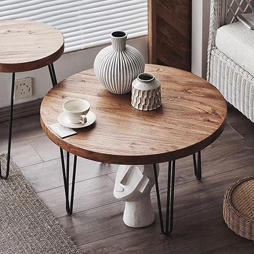 Rustic Round Old Elm Coffee Table Solid Wood Coffee Table for Living Room,27.25'' W x 27.25'' D x 16'' H