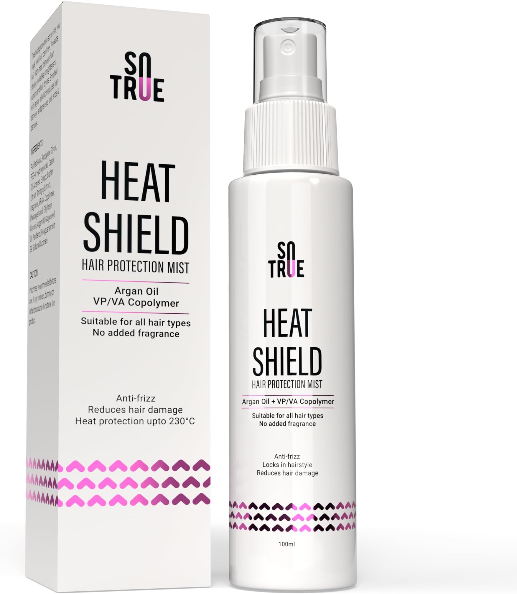 Sotrue Heat Shield Hair Protection Spray For Hair | Anti-Frizz, Reduces Hair Damage | For All Hair Types, Fragrance Free Mist Spray | Heat Protection Upto 230 ยฐC 100ml