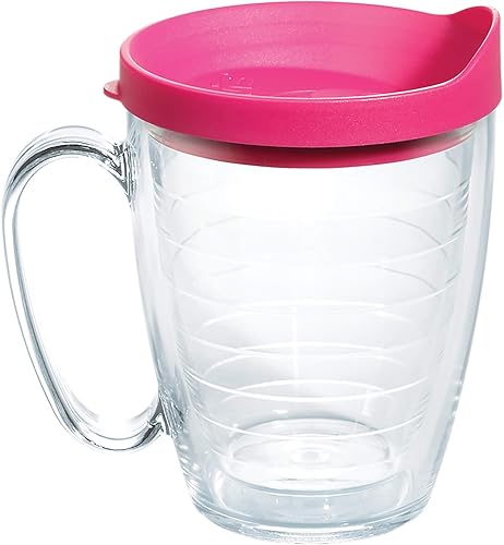 Tervis - Vaso aislado de doble pared transparente y colorido fabricado en Estados Unidos, mantiene las bebidas frías y calientes, 16 onzas, tapa