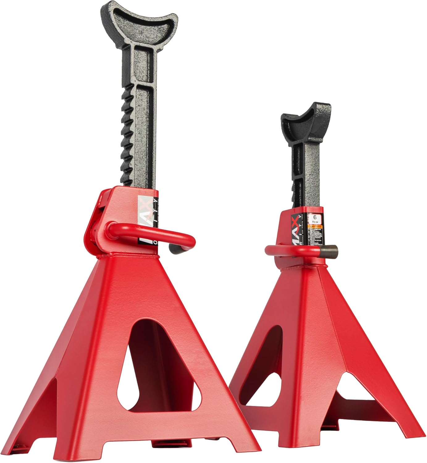 Heavy-Duty Adjustable Jack Stands for Cars, SUVs, and Light Duty Trucks, Tire Changes, Repairs, Automotive Lifting with Handle Lock, 6 Ton Capacity, Set of 2, Red