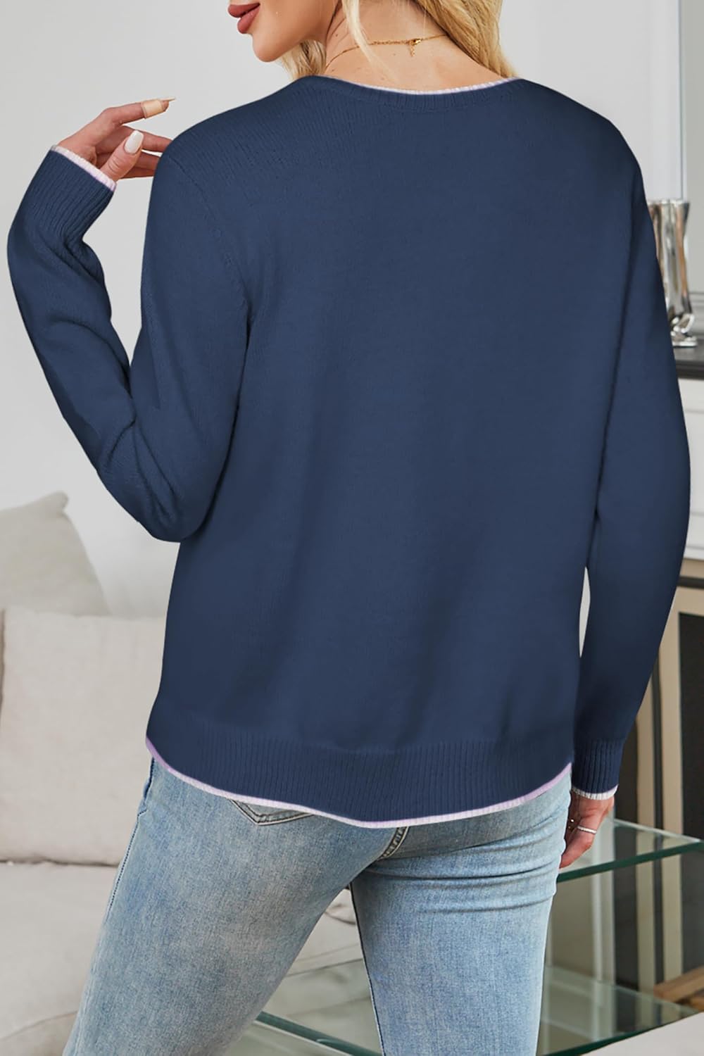 Cakulo Womens Bow Tie Sweater V Neck Cardigan Sweaters 2026 Lightweight Spring Fashion Knit Cardigans Outfits - Image 7