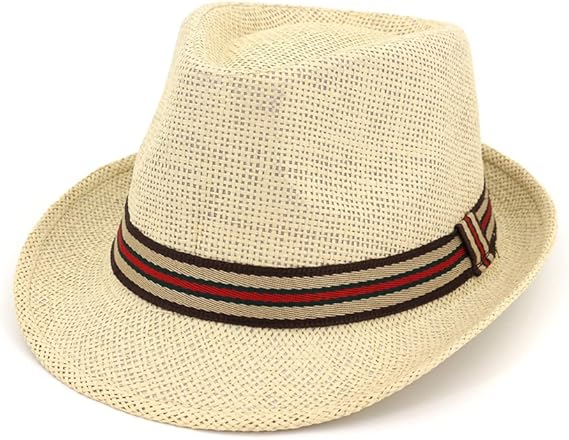 Cappello Fedora In Paglia Intrecciata Samtree, Unisex, Colore Bianco, Tesa Corta Stile Panama, Taglia Unica 58 Cm - 3