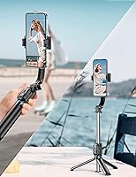 Vista 9 de Palo Selfie, Trípode para Teléfono Extensible de 41 Pulgadas con Soporte para Teléfono y Control Remoto Desmontable, Trípode para Selfie de 360°