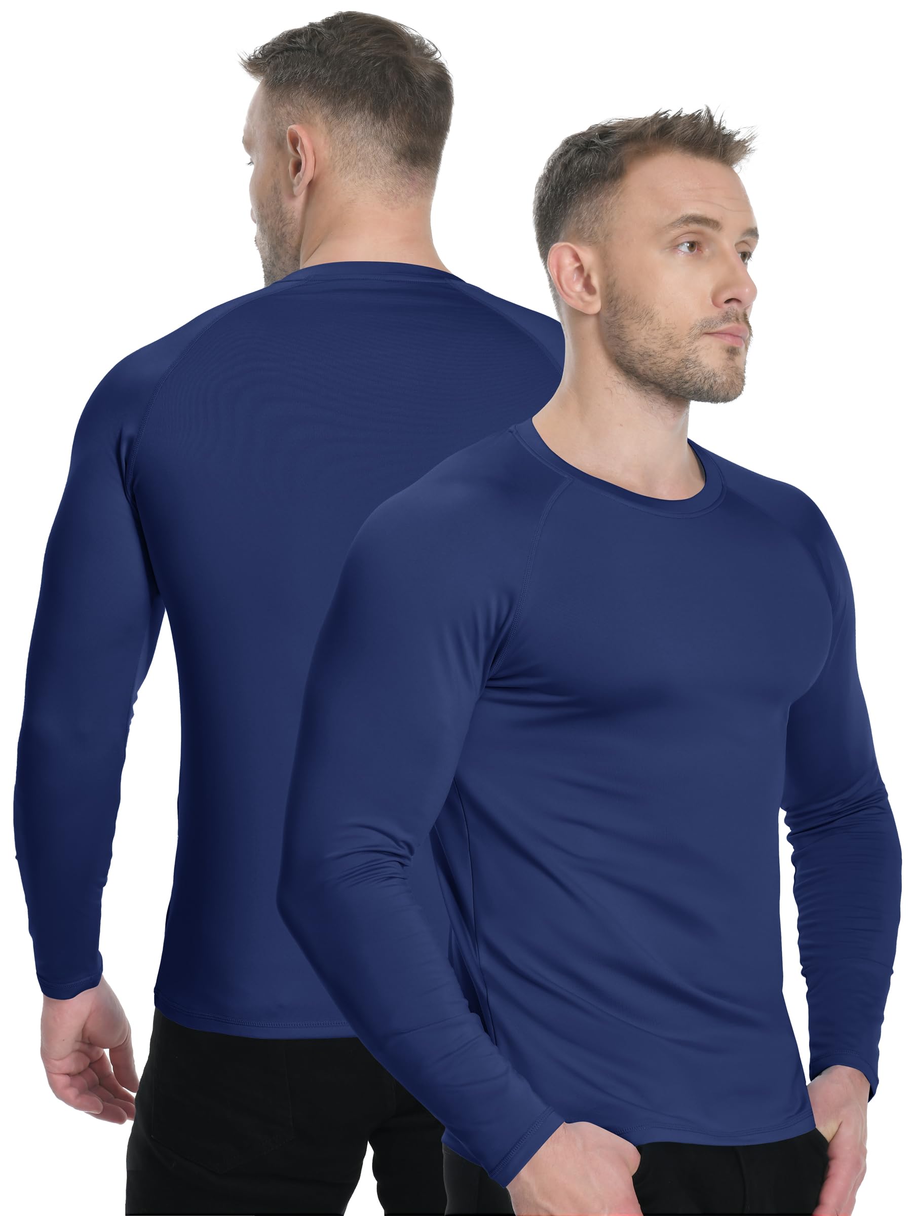 KEFITEVD T-shirt à manches longues pour homme avec intérieur en polaire - T-shirt thermique à manches longues - Pour l'hiver et l'automne