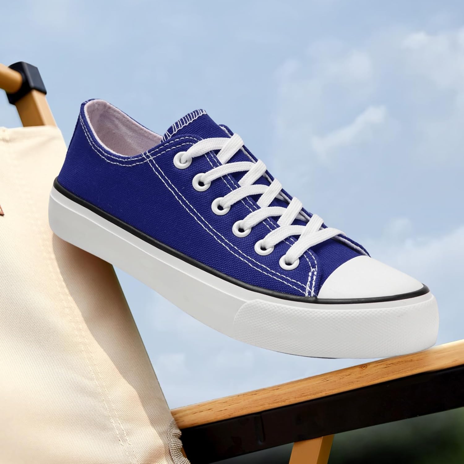 rosyclo Canvas Shoes for Women and Men, Low Top Canvas Sneakers Fashion Lace Up Comfortable Womens Classic Casual Tennis Walking Shoes - Image 3