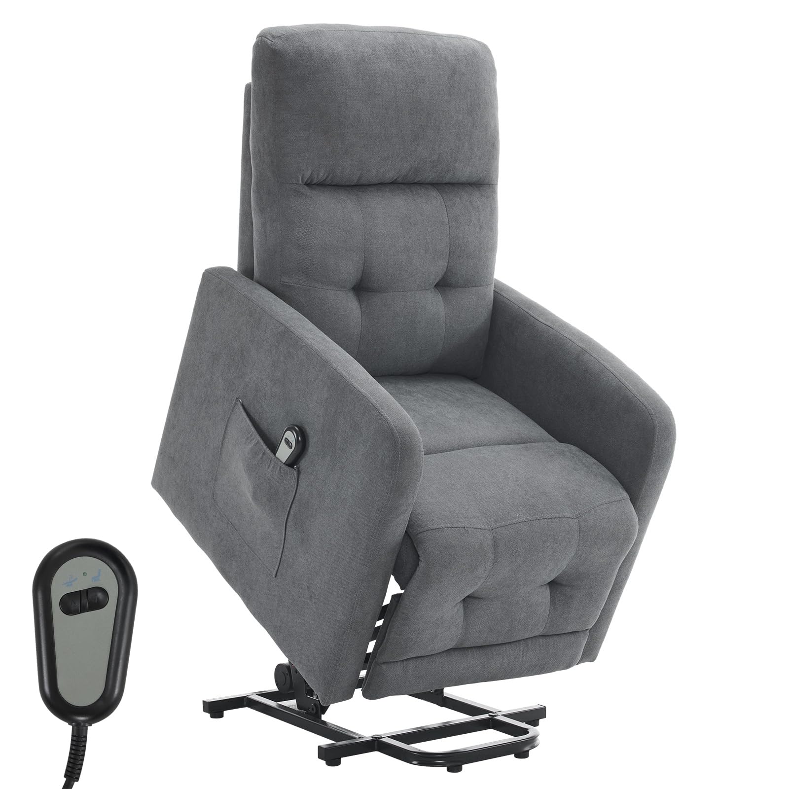 Fauteuil Releveur Relax, Fauteuil de Relaxation, Inclinaison Réglable et Repose-Pieds Télécommande (Gris foncé)