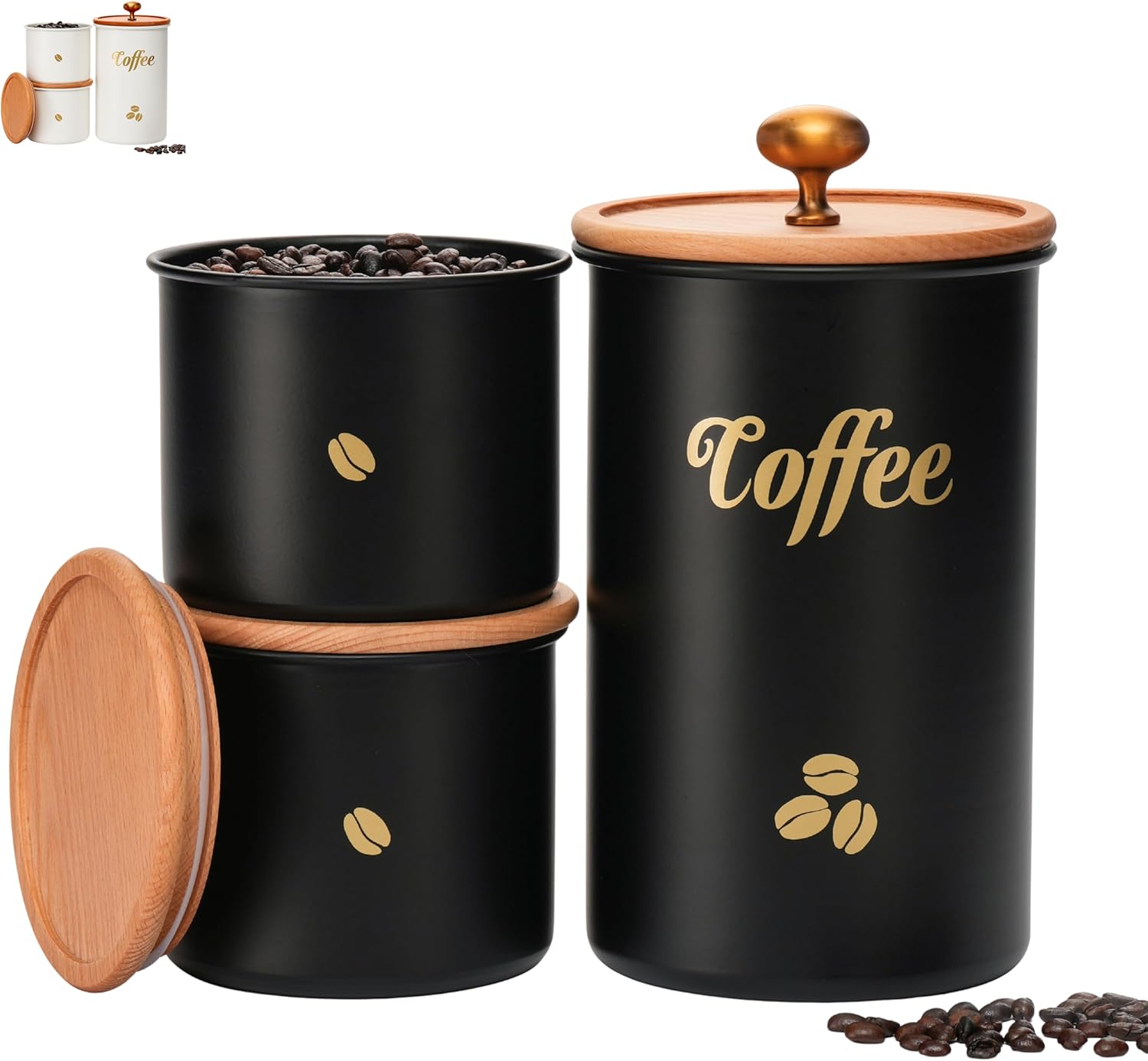 Set de 3 Latas Herméticas para Café OTTENON, Capacidad 3.5 lb