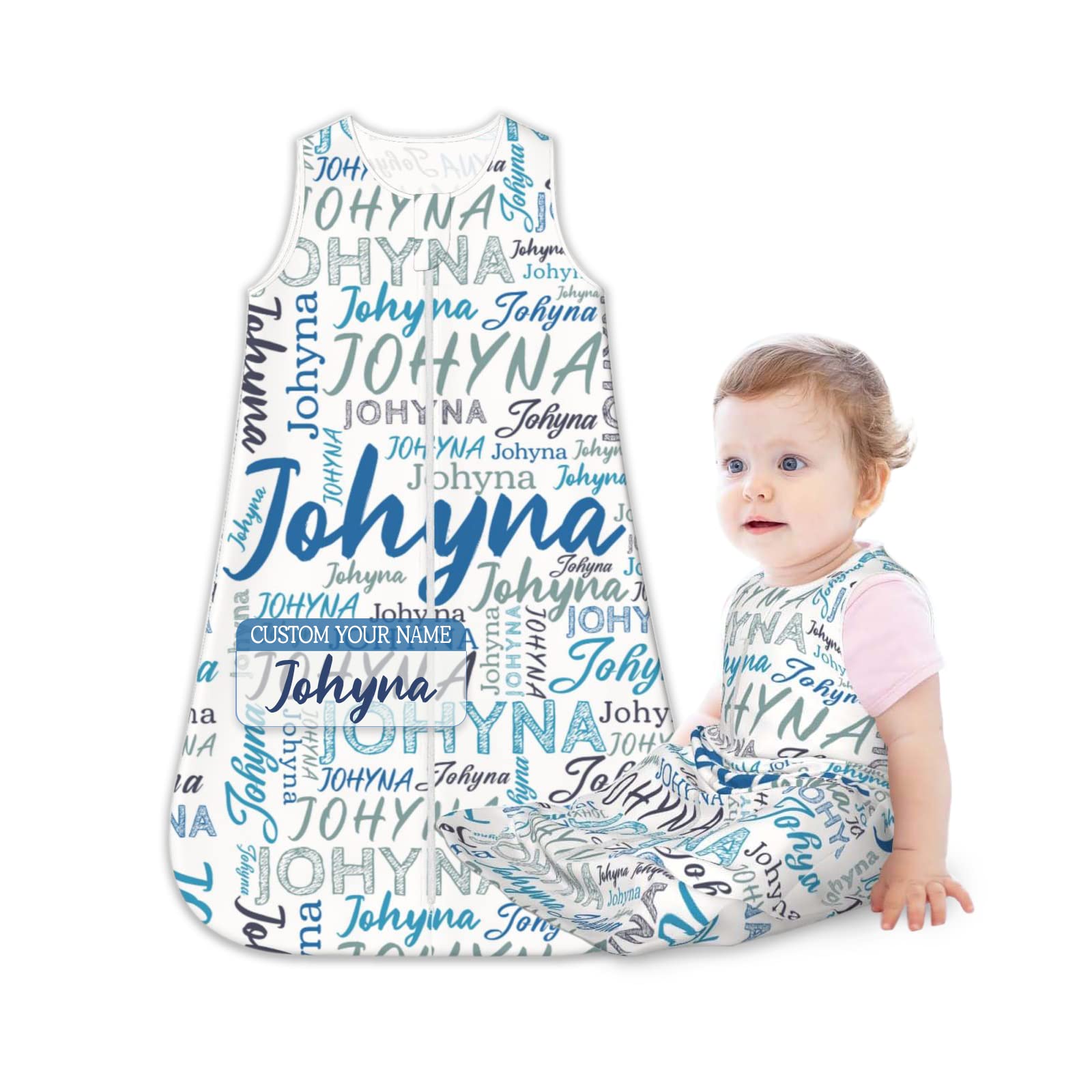 Viezrrle Custom Unisex Baby Sleeveless Sleeping Bag with Name Personalized Name Baby Sleep Sack, Customized Wearable Blanket Sleep Bag for Baby Infant Newborn