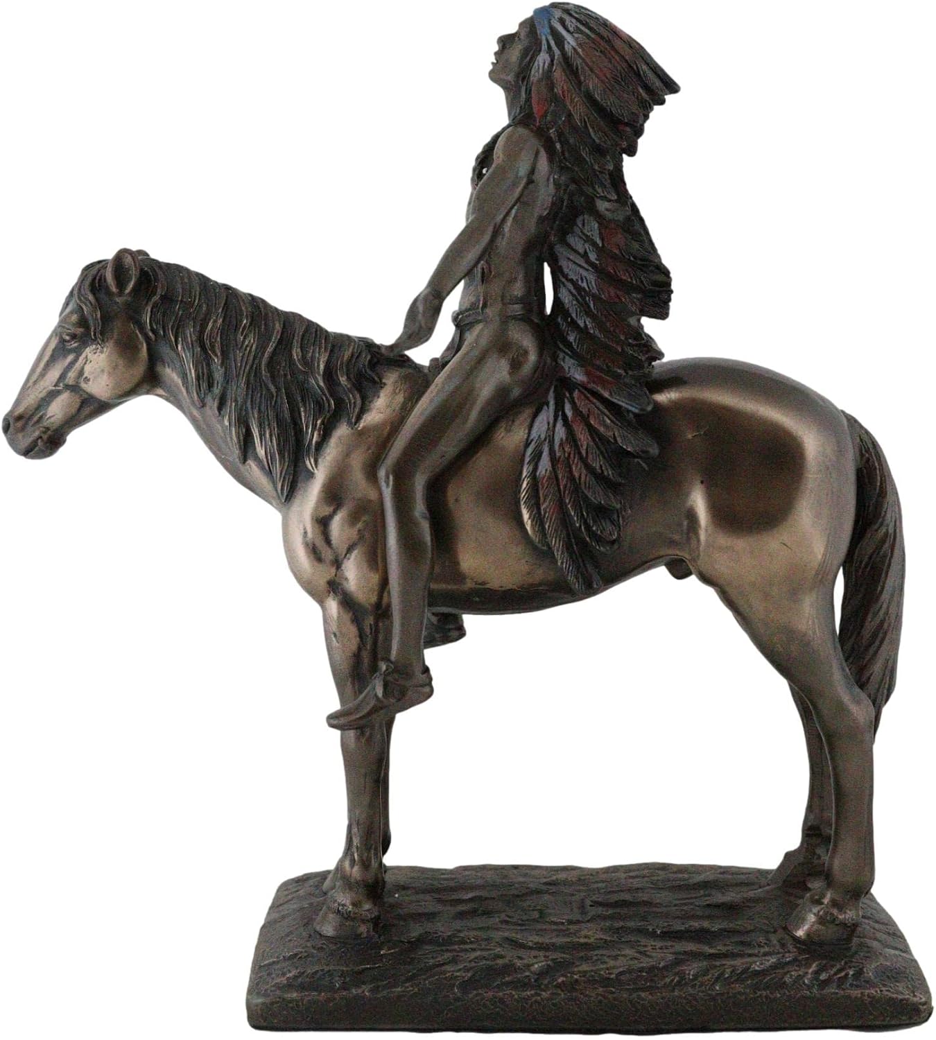 Ebros Native American Indian Medicine Man with Eagle Feather Headdress On Horse Appealing to The Great Spirit in The Heavens Decorative Figurine 8" H