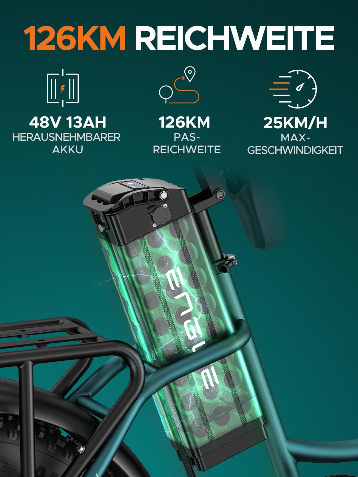 ENGWE L20 Boost Elektrofahrrad für Erwachsene, herausnehmbarer Akku mit 48V 13Ah, Reichweite bis zu 126KM, 20×4,0 Fat-Reifen, 7 Gänge Ebike