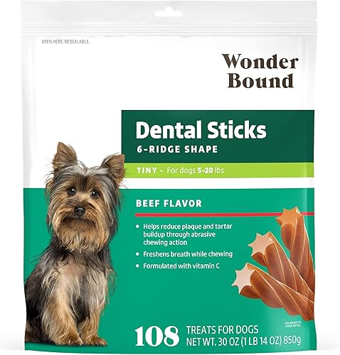 Miniatura 11 de Marca Yaxa – Wonder Bound Palitos dentales con sabor a pollo para perros grandes (más de 30 libras), forma de 6 crestas para control de placa