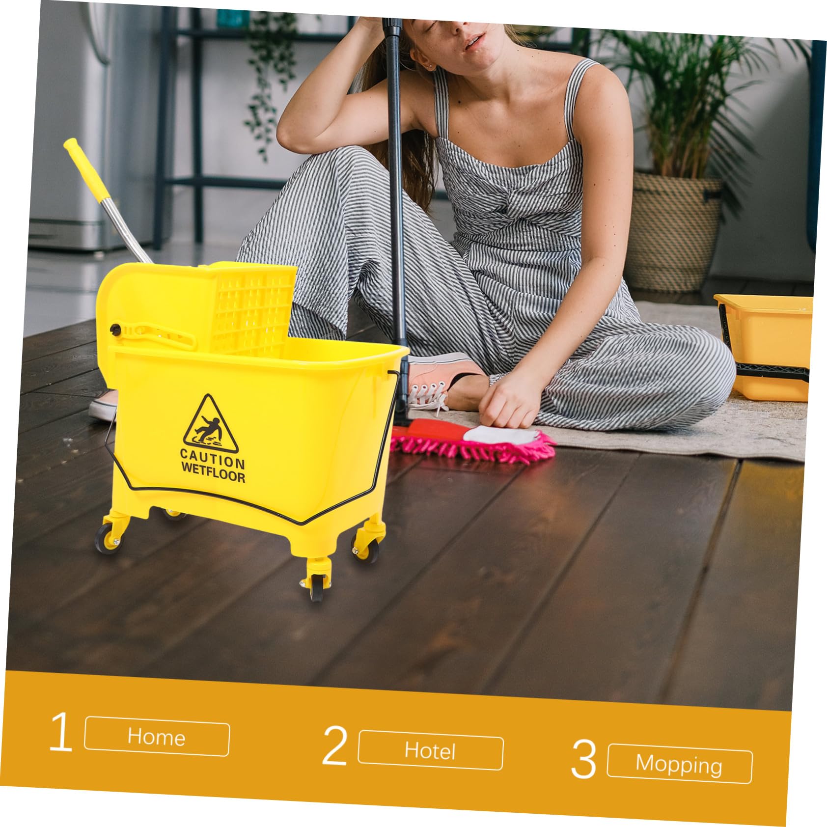 Cubo de Fregona Comercial Ruedas 20l Plástico Movilidad Silenciosa Limpieza Hotel Hogar Herramienta Limpieza Ruedas Color Brillante Carga Fácil Color Aleatorio