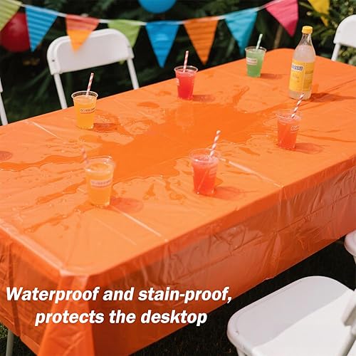 Miniatura 3 de Paquete de 6 manteles de plástico color pastel, azul, rosa, amarillo, verde, naranja, morado, manteles rectangulares desechables de 54 x 108