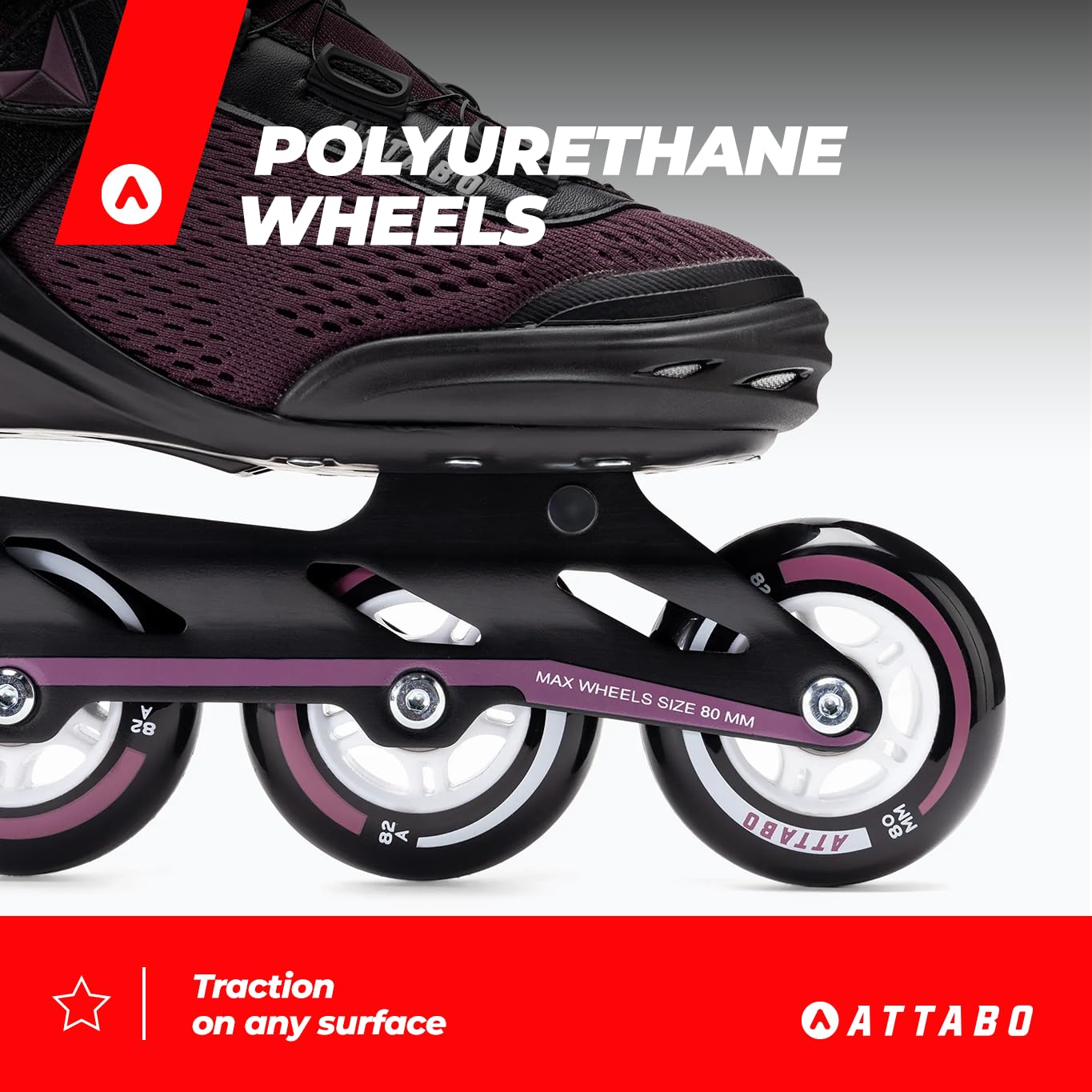 ATTABO Patines en Línea Fitness OneFoot 36-40 EU Violeta Patines de Mujer Ligeros y Duraderos PP Shell Coolmax Lining Montaje rápido FITGo Rodamientos ABEC-7 Ruedas PU 82A Cómodos y con Estilo