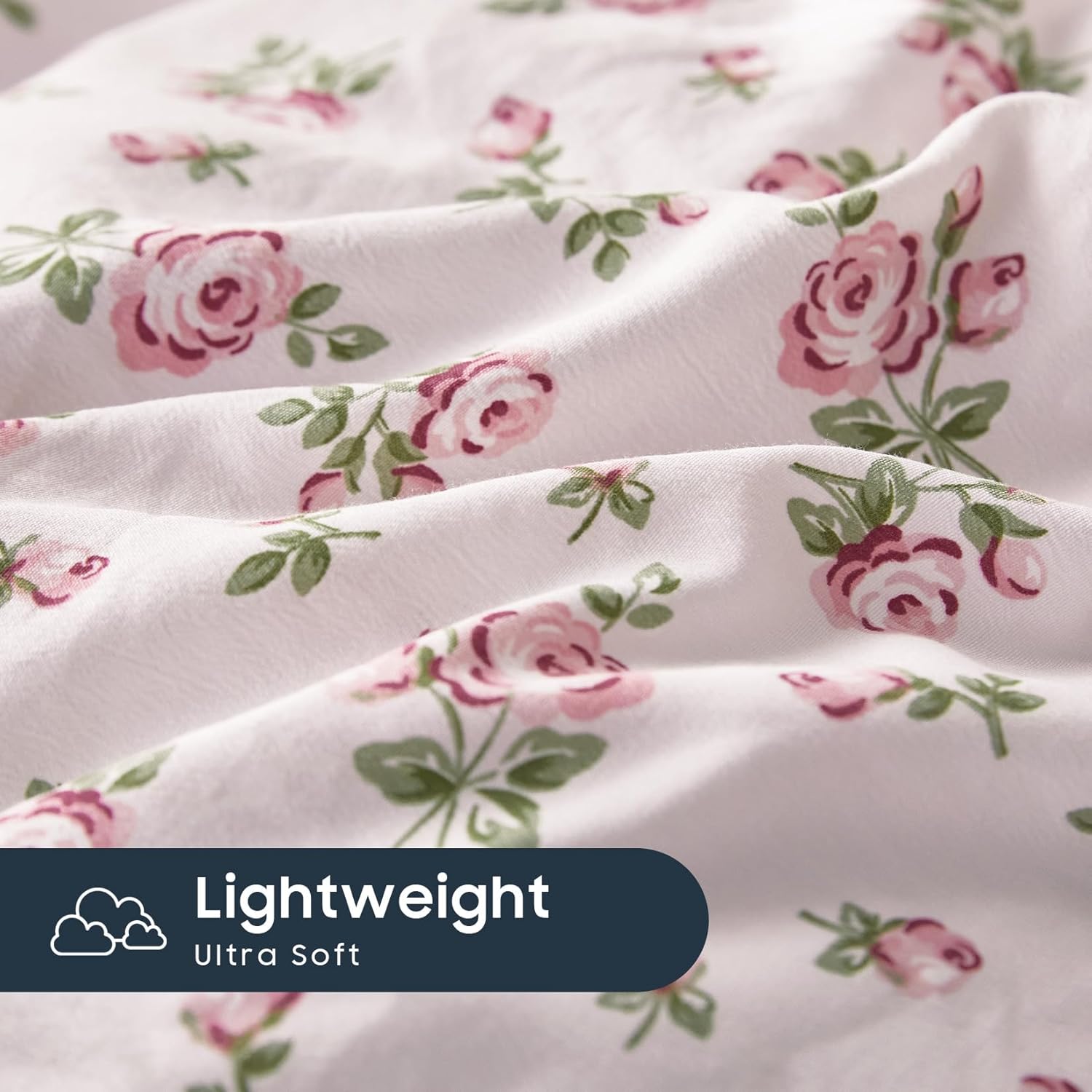 Wake In Cloud - Coquette Duvet Cover Set, Floral Cottagecore Flower Shabby Chic Cute Aesthetic, Soft Lightweight Bedding for Women Teen Girls, 3-Piece, Pink, Full Size image 6