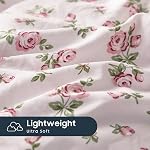 Wake In Cloud - Floral Duvet Cover Set, Flower Coquette Cottagecore Shabby Chic Cute Aesthetic, Soft Lightweight Dorm Bedding for Women Teen Girls, 3 Pieces, Pink, Full Size