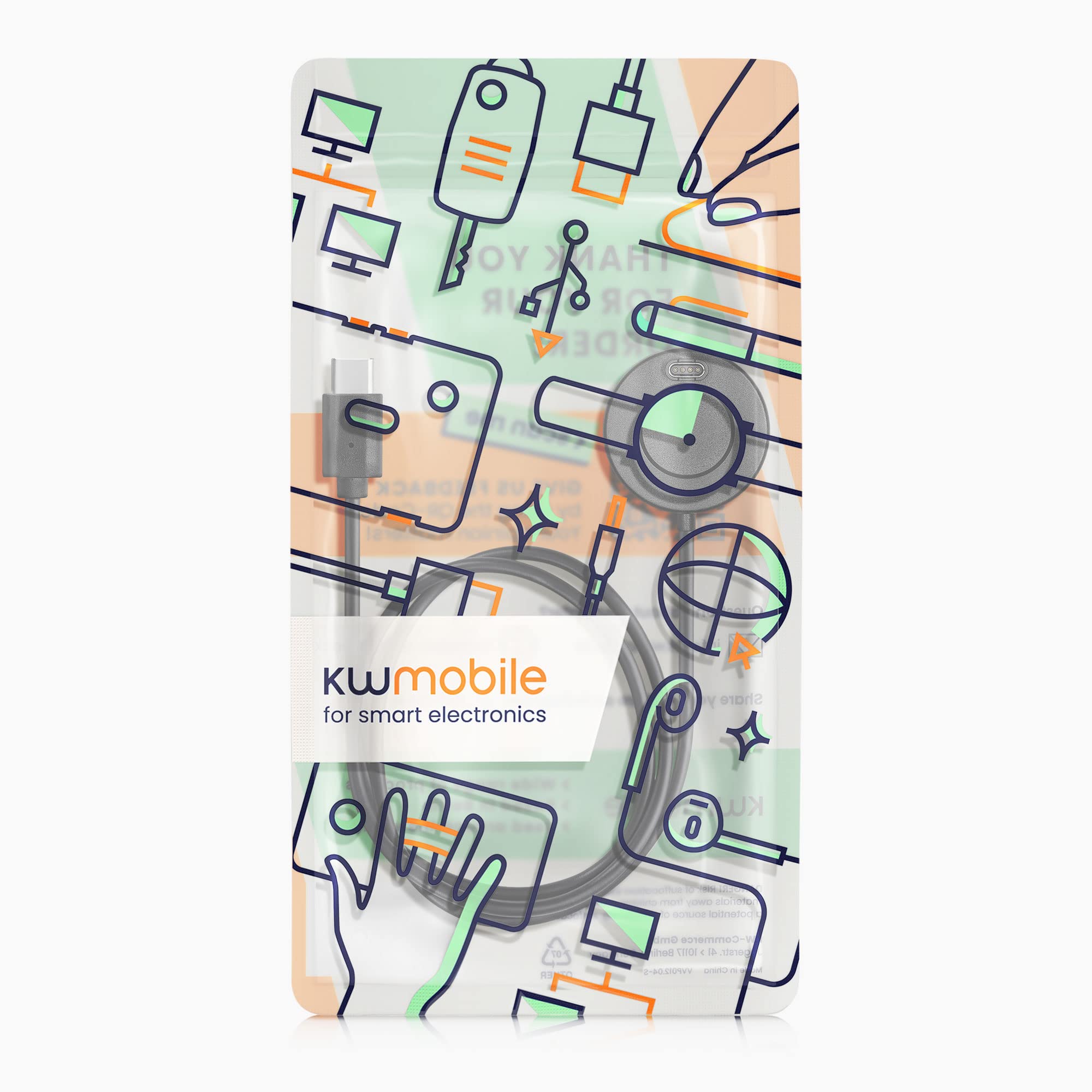 kwmobile Kabel USB kompatybilny z Garmin Venu Sq Music/Sq 2 / Venu 2 Plus/Fenix 7 / vivoactive 4 - zapasowy kabel typu C do ładowania - ładowarka fitness tracker smartwatch - czarny