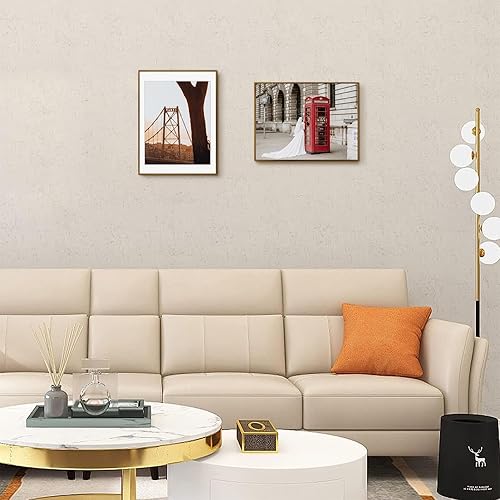 Vista 108 de Frametory - Marco de aluminio de 11 x 14 para fotos de 8 x 10 (en pulgadas), con paspartú marfil, de pared, con gancho de sierra, pestañas Bronce