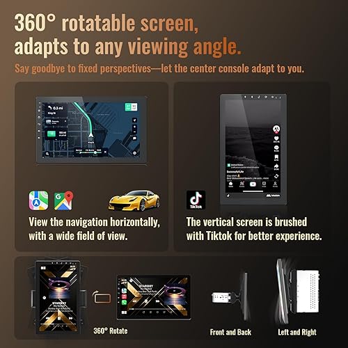 Miniatura 2 de Estéreo de coche Android 13 de 10.1 pulgadas con pantalla táctil giratoria, CarPlay inalámbrico y Android Auto, 2G+32G, Single Din, para Ford F150