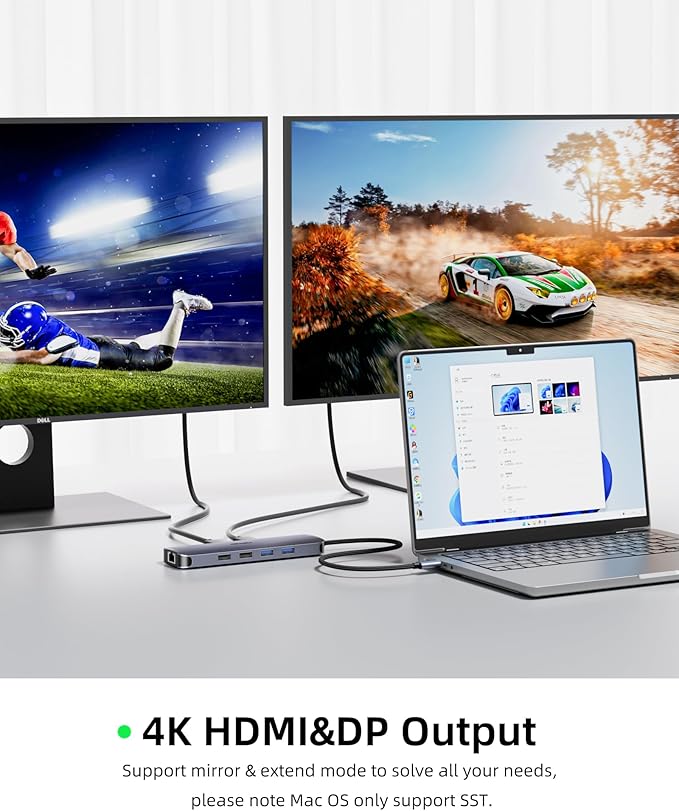 Hub USB C con HDMI 4K60Hz, DisplayPort, Ethernet, PD y Lector de Tarjetas miniatura 5