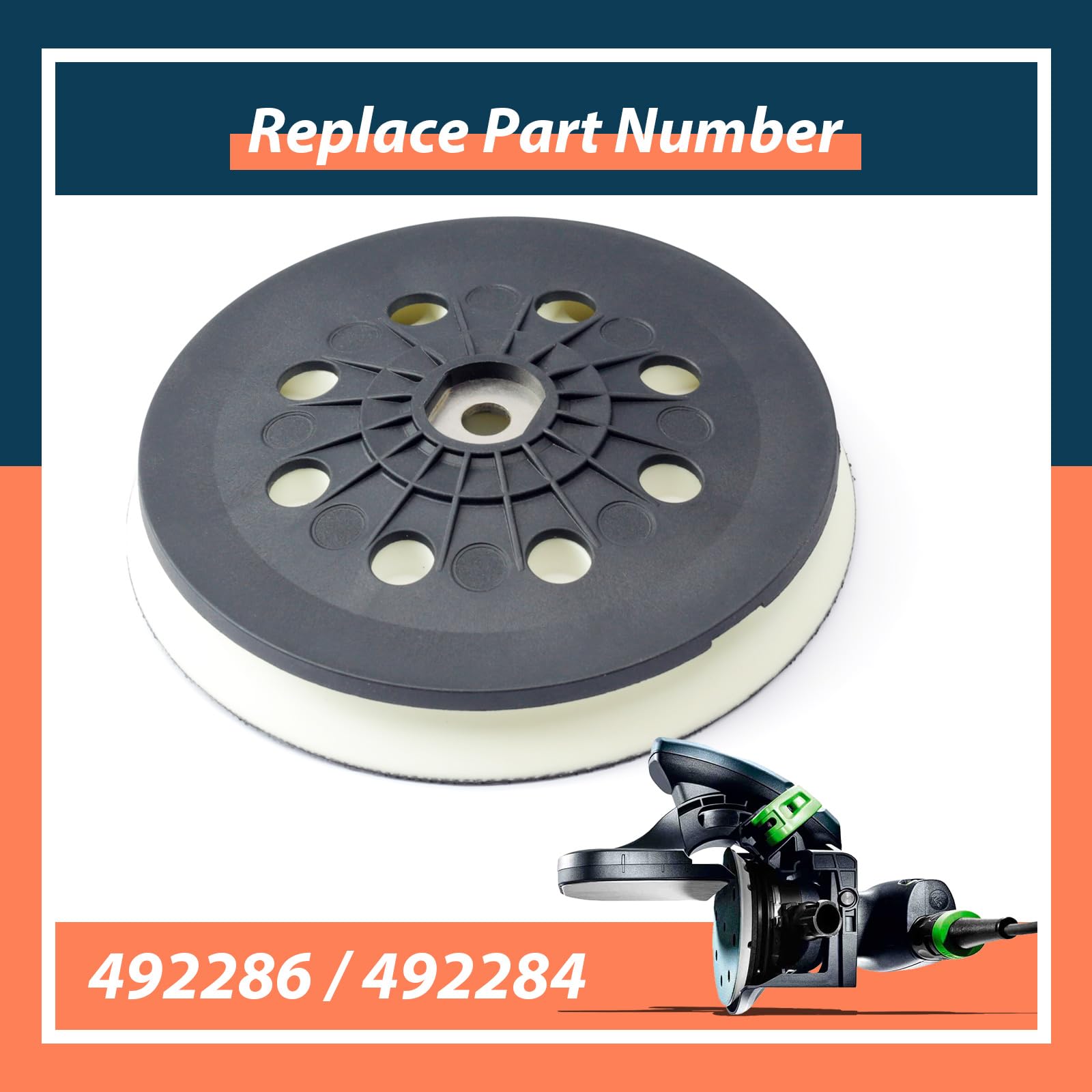 492286 D125 - Almohadilla de lijado suave de 8 agujeros de repuesto para lijadora Festool ETSC/EC125 para pieza Jetstream 492284, con tornillo