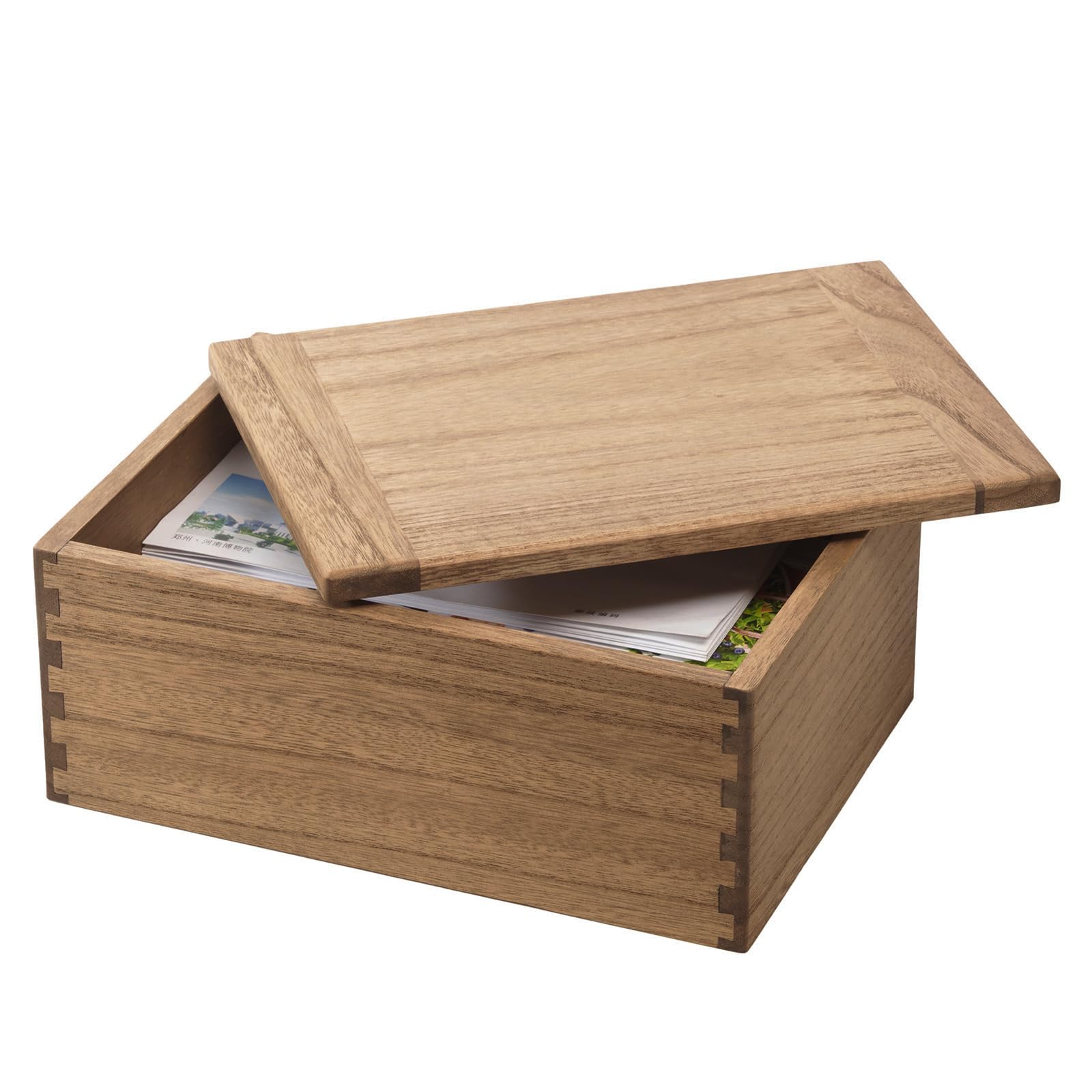 Wood Storage Box with Lid - Decorative Boxes for Crafts, Sewing, Keepsake, Memory - Wooden DIY Storage Box Organize Jewelry - Wooden Boxes for Home Office Storage Dark Brown